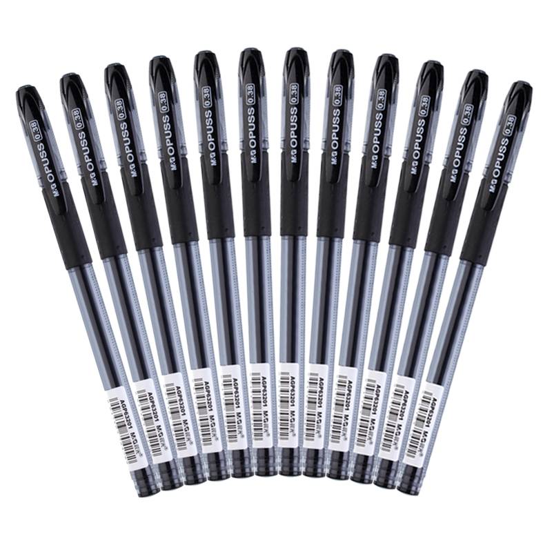 晨光中性笔 AGP63201 全针管 黑色签字笔水笔0.38mm 单位：12支/盒