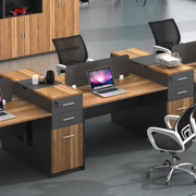 辦公桌椅組合公司財務桌現代簡約側柜轉角辦公臺屏風工位卡座單人位辦公室員工電腦桌 對坐六人位(含高柜)